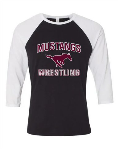 Clifton Mustangs Wrestling Men's Baseball T-Shirt