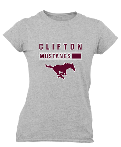 Clifton Mustangs Mascot #7 Women's Premium SS T-Shirt