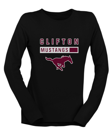 Clifton Mustangs Mascot #7 Women's Premium LS T-Shirt