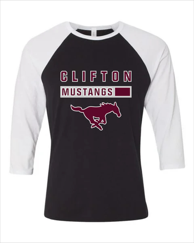Clifton Mustangs Mascot #7 Women's Baseball T-Shirt
