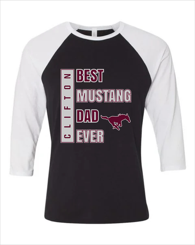 Clifton Mustangs Best Mustang Dad Men's Baseball T-Shirt