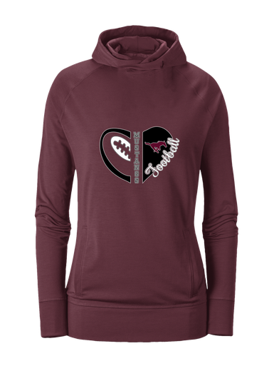 Clifton Mustangs Heart Football Women's Hoodie