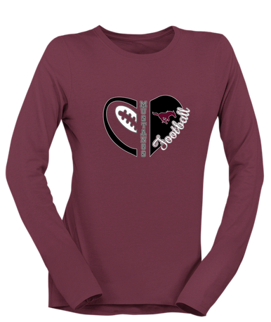 Clifton Mustangs Heart Football Women's LS T-Shirt