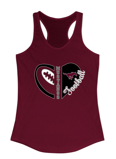 Clifton Mustangs Heart Football Women's Tank Top