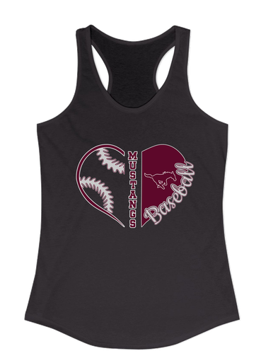 Clifton Mustangs Heart Baseball Women's Tank Top