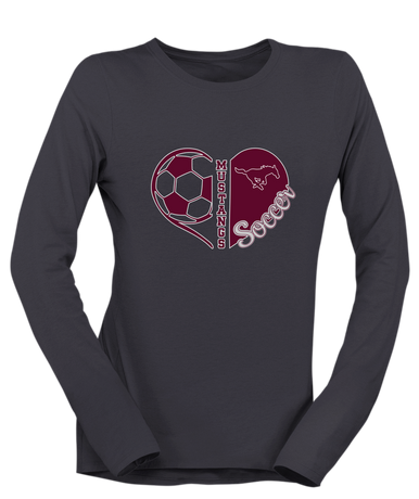 Clifton Mustangs Heart Soccer Women's LS T-Shirt