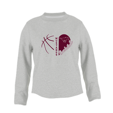 Clifton Mustangs Heart Basketball Women's Sweatshirt
