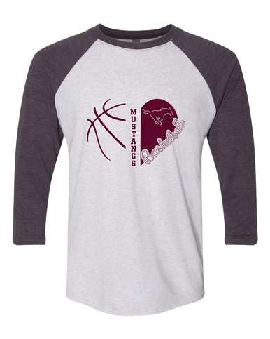 Clifton Mustangs Heart Basketball Women's Baseball T-Shirt