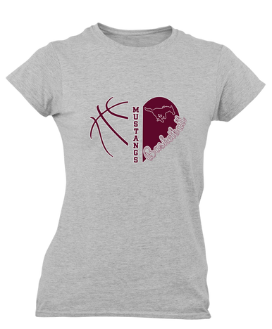 Clifton Mustangs Heart Basketball Women's SS T-Shirt