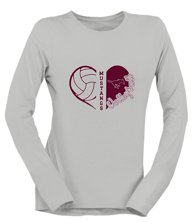 Clifton Mustangs Heart Volleyball Women's Premium LS T-Shirt