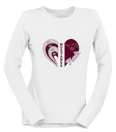 Clifton Mustangs Heart Track Women's Premium LS T-Shirt