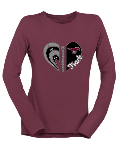 Clifton Mustangs Heart Track Women's LS T-Shirt