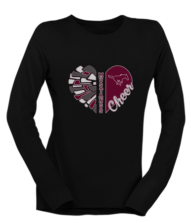 Clifton Mustangs Heart Cheer Women's LS T-Shirt