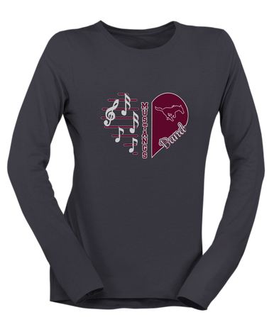 Clifton Mustangs Heart Band Women's Premium LS T-Shirt