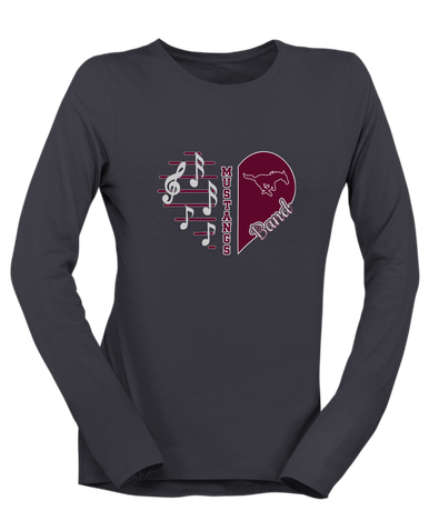 Clifton Mustangs Heart Band Women's LS T-Shirt