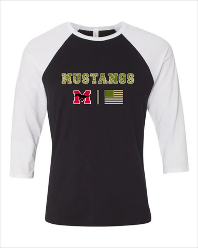 Munster Mustangs Camo Flag Men's Baseball T-Shirt