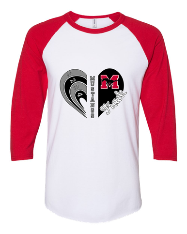 Munster Mustangs Heart Track Women's Baseball T-Shirt