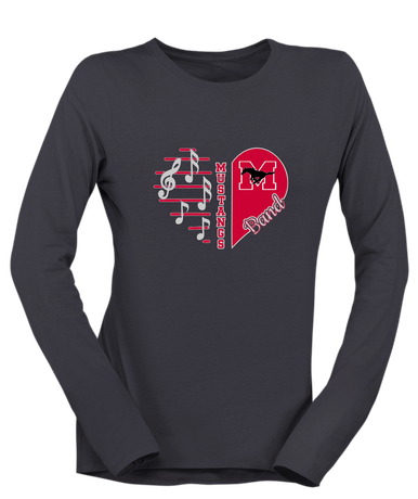 Munster Mustangs Heart Band Women's LS T-Shirt
