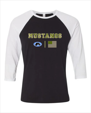 Aldine Mustangs Camo Flag Men's Baseball T-Shirt