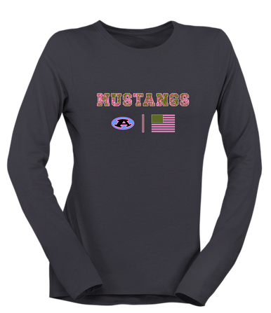 Aldine Mustangs Pink Camo Flag Women's Premium LS T-Shirt