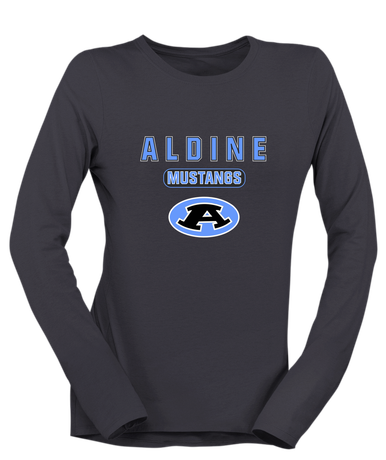 Aldine Mustangs Mascot #3 Women's LS T-Shirt