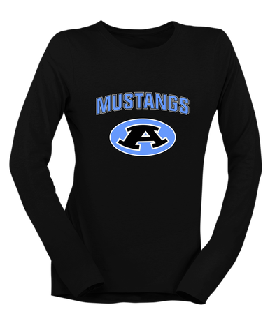 Aldine Mustangs Mascot #6 Women's LS T-Shirt