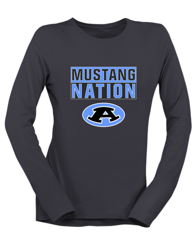 Aldine Mustangs Nation #1 Women's LS T-Shirt