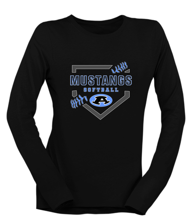 Aldine Mustangs Softball #2 Women's LS T-Shirt