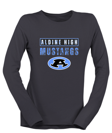 Aldine Mustangs Mascot #9 Women's LS T-Shirt
