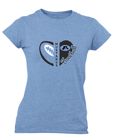 Aldine Mustangs Heart Football Women's SS T-Shirt