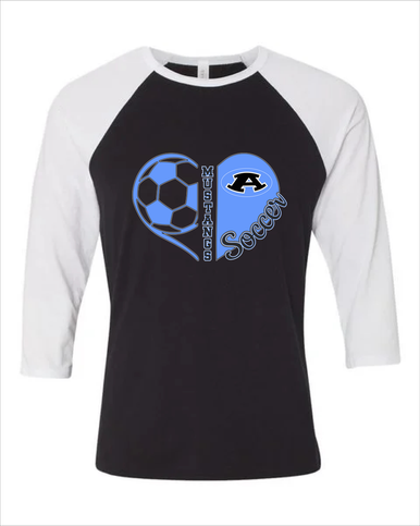 Aldine Mustangs Heart Soccer Women's Baseball T-Shirt
