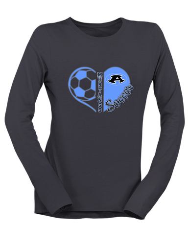 Aldine Mustangs Heart Soccer Women's LS T-Shirt
