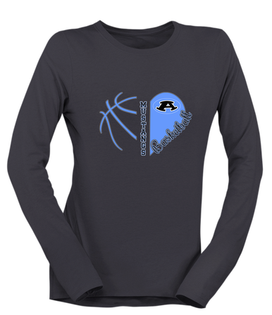 Aldine Mustangs Heart Basketball Women's Premium LS T-Shirt