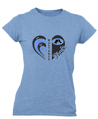 Aldine Mustangs Heart Track Women's SS T-Shirt