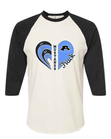 Aldine Mustangs Heart Track Women's Baseball T-Shirt