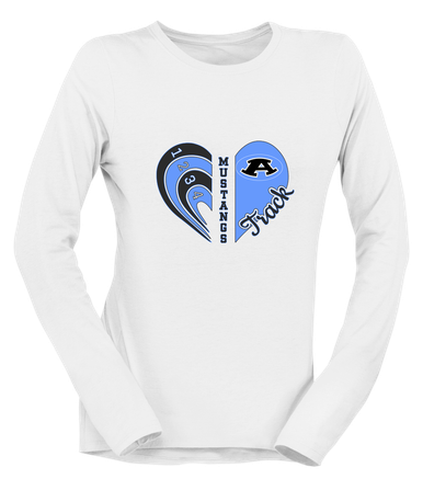 Aldine Mustangs Heart Track Women's Premium LS T-Shirt
