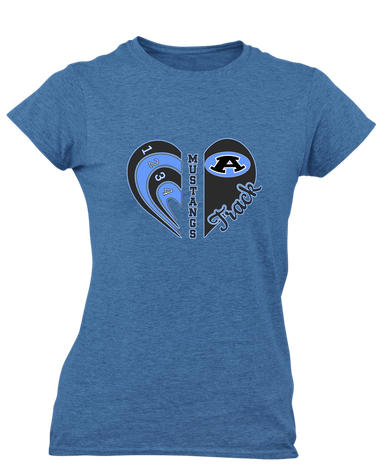 Aldine Mustangs Heart Track Women's Premium SS T-Shirt