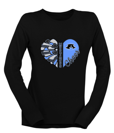 Aldine Mustangs Heart Cheer Women's LS T-Shirt