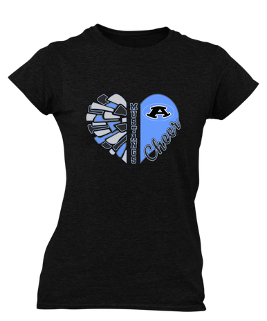 Aldine Mustangs Heart Cheer Women's Premium SS T-Shirt