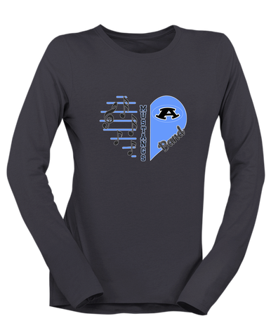 Aldine Mustangs Heart Band Women's LS T-Shirt