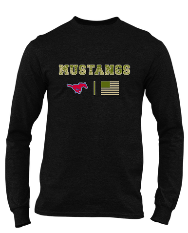 Grapevine Mustangs Camo Flag Men's LS T-Shirt