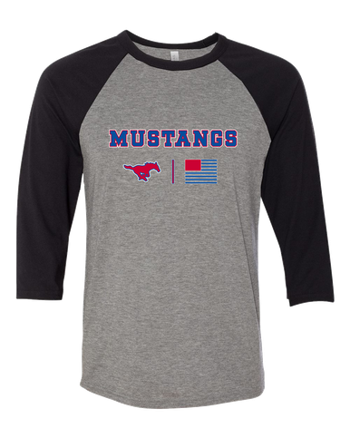 Grapevine Mustangs Team Colors Flag Women's Baseball T-Shirt