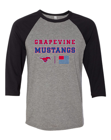 Grapevine Mustangs Spirit Flag Men's Baseball T-Shirt