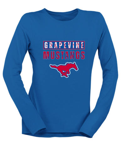 Grapevine Mustangs Mascot #9 Women's LS T-Shirt