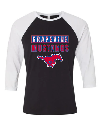 Grapevine Mustangs Mascot #9 Men's Baseball T-Shirt