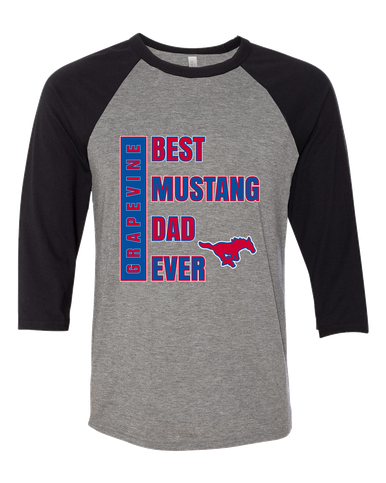 Grapevine Mustangs Best Mustang Dad Men's Baseball T-Shirt