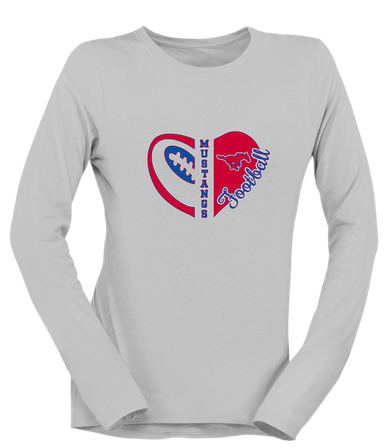 Grapevine Mustangs Heart Football Women's LS T-Shirt