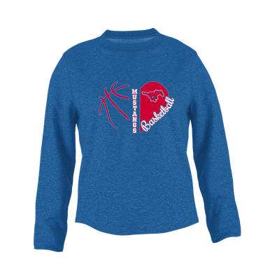Grapevine Mustangs Heart Basketball Women's Sweatshirt