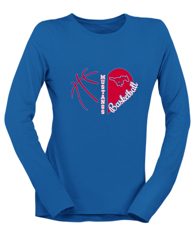 Grapevine Mustangs Heart Basketball Women's LS T-Shirt