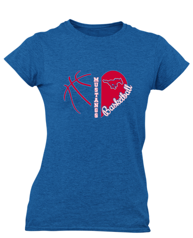 Grapevine Mustangs Heart Basketball Women's Premium SS T-Shirt
